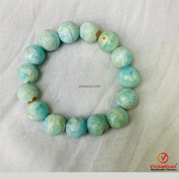 Single Smithsonite Gemstone Bracelet: Adjustable Beaded Unisex Jewelry - Picture 4 of 4